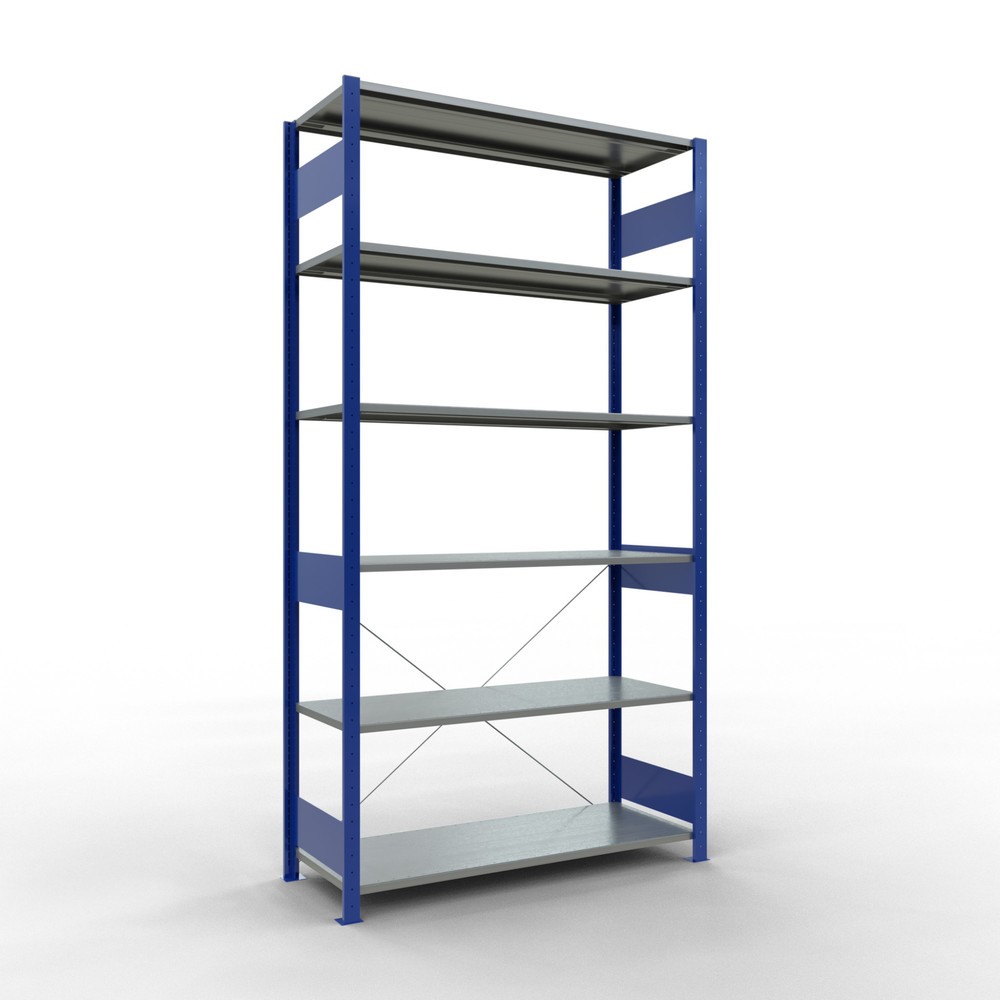 Illustration du produit: SCHULTE Rayonnage à tablettes, bleu gentiane / galvanisé, charge par tablette 150 kg, HxlxP 2 500 x 1 360 x 536 mm