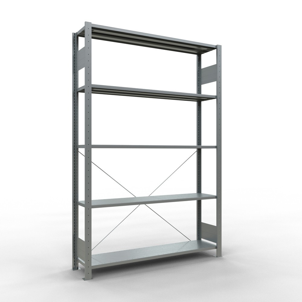 Illustration du produit: SCHULTE Rayonnage à tablettes galvanisé avec 5 tablettes en tôle d’acier, charge par tablette 150 kg, HxlxP 2 000 x 1 360 x 336 mm