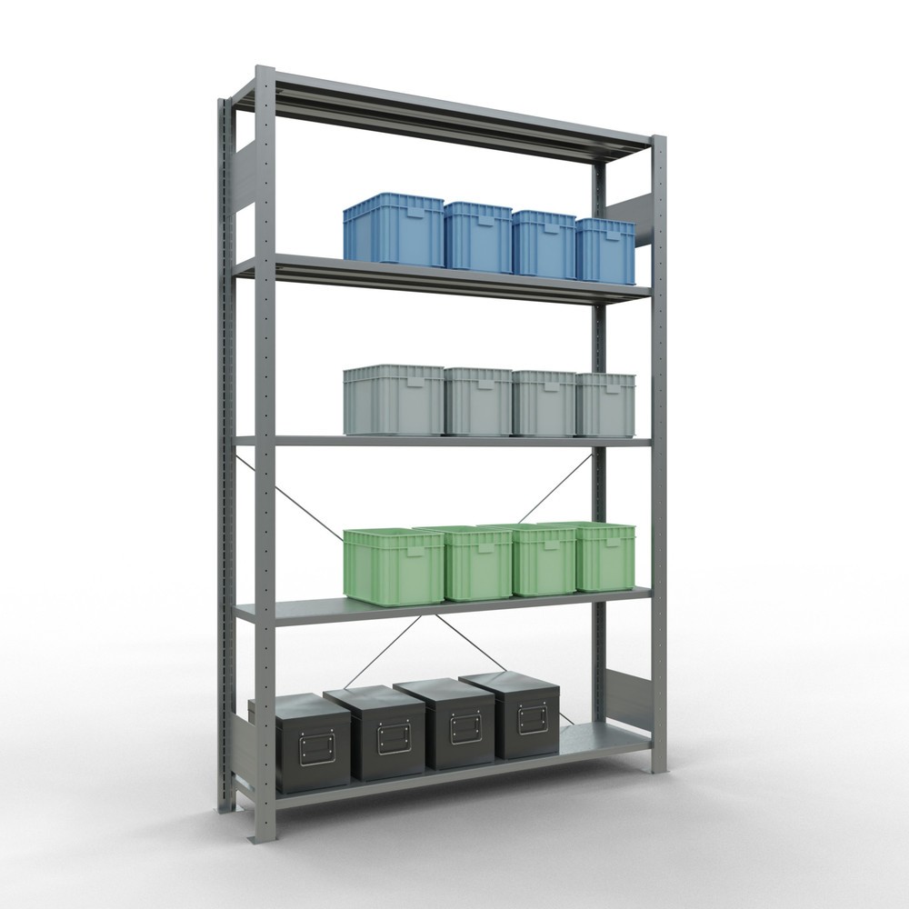 Produktabbildung Nr. 4: SCHULTE Rayonnage à tablettes galvanisé avec 5 tablettes en tôle d’acier, charge par tablette 150 kg, HxlxP 2 000 x 1 360 x 336 mm