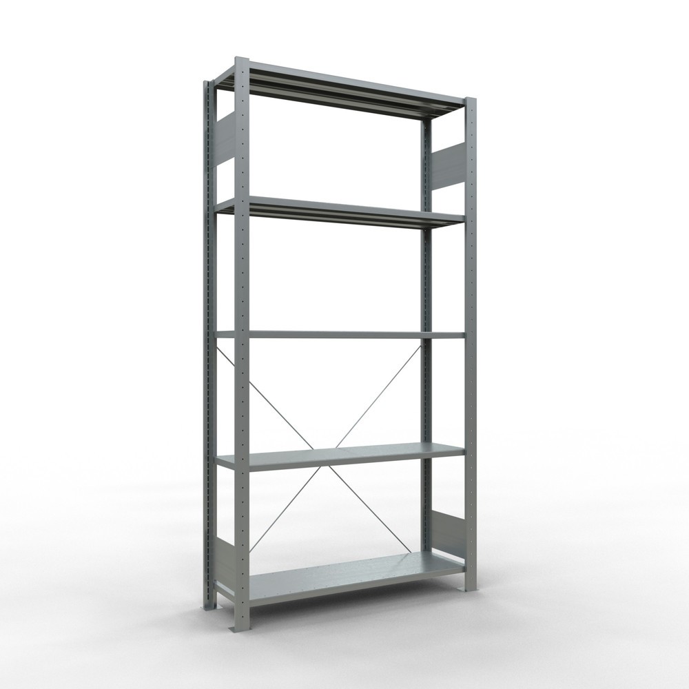 Illustration du produit: SCHULTE Rayonnage à tablettes galvanisé avec 5 tablettes en tôle d’acier, charge par tablette 150 kg, HxlxP 2 000 x 1 060 x 336 mm