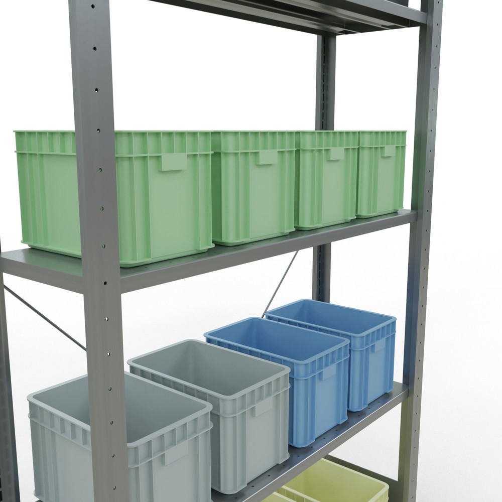 Produktabbildung Nr. 3: SCHULTE Rayonnage à tablettes galvanisé avec 5 tablettes en tôle d’acier, charge par tablette 150 kg, HxlxP 2 000 x 1 060 x 336 mm
