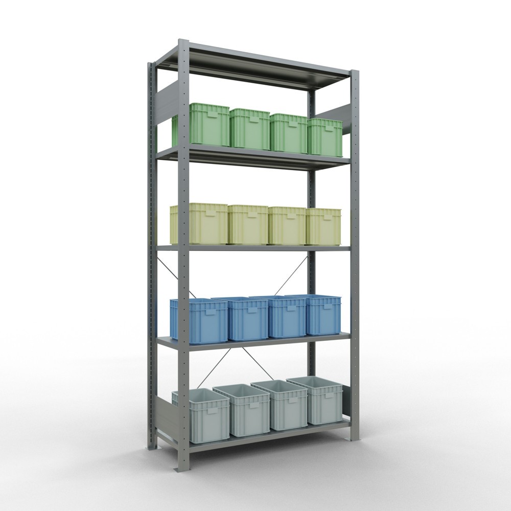 Produktabbildung Nr. 3: SCHULTE Rayonnage à tablettes galvanisé avec 5 tablettes en tôle d’acier, charge par tablette 150 kg, HxlxP 2 000 x 1 060 x 436 mm