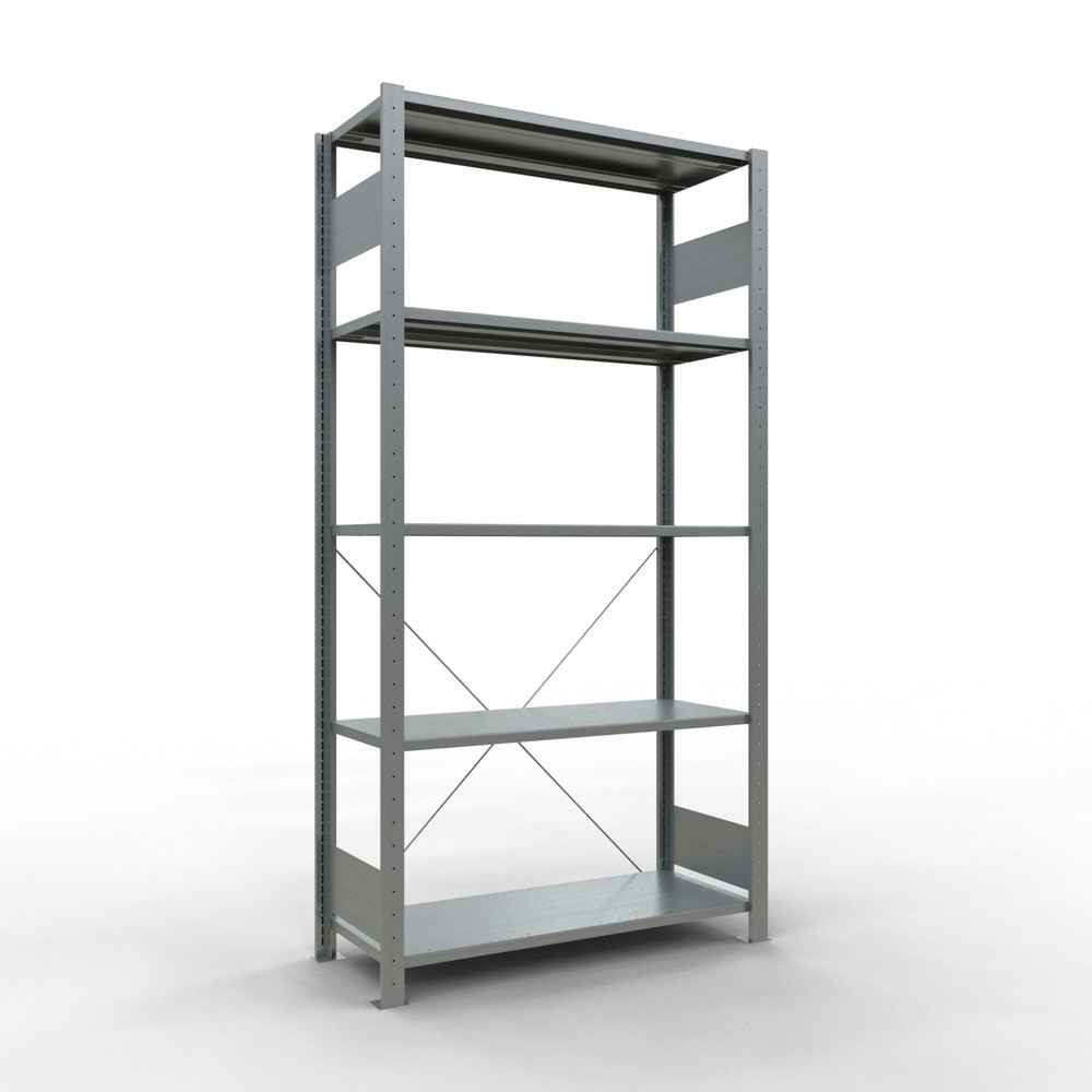 Illustration du produit: SCHULTE Rayonnage à tablettes galvanisé avec 5 tablettes en tôle d’acier, charge par tablette 150 kg, HxlxP 2 000 x 1 060 x 436 mm