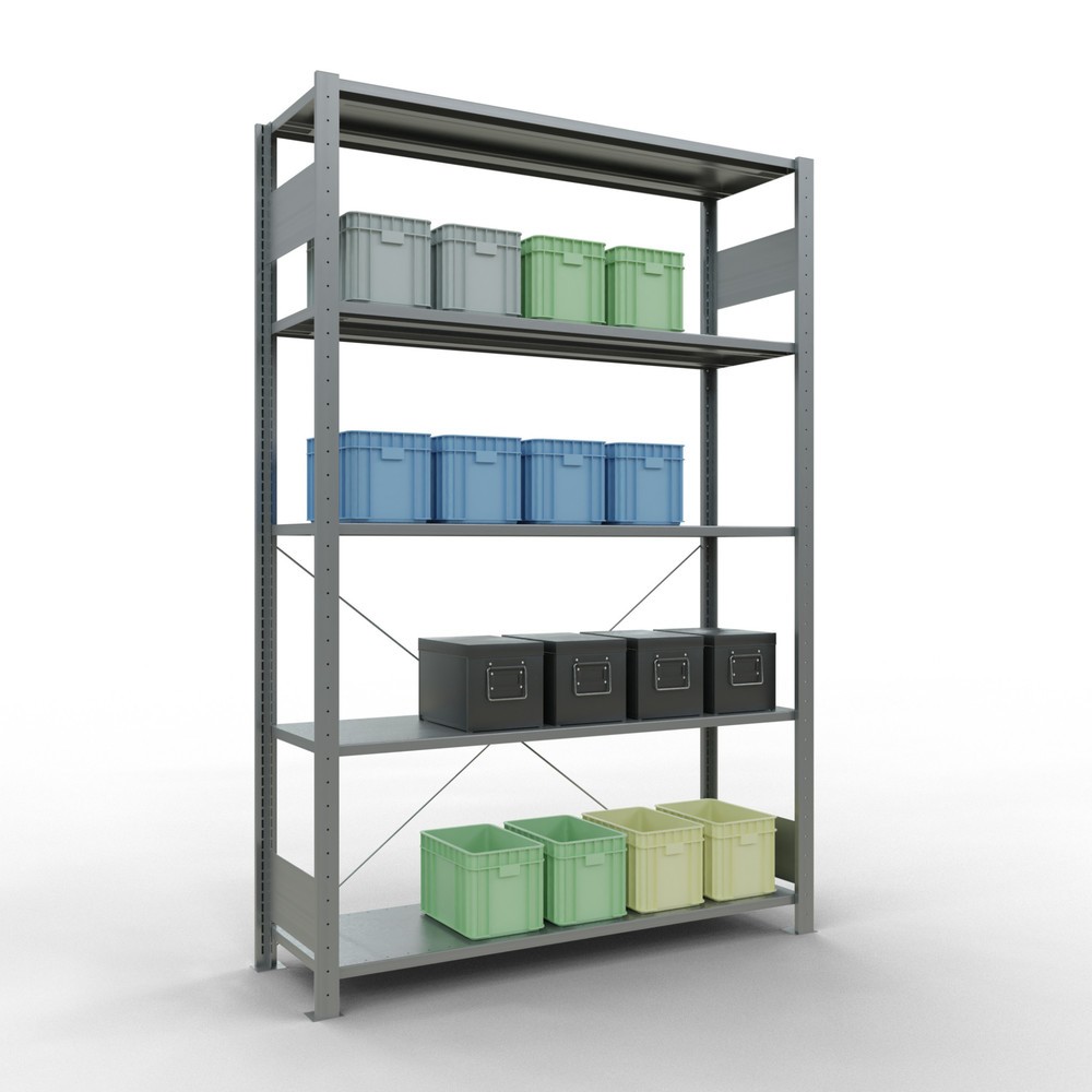 Produktabbildung Nr. 3: SCHULTE Rayonnage à tablettes galvanisé avec 5 tablettes en tôle d’acier, charge par tablette 150 kg, HxlxP 2 000 x 1 360 x 436 mm