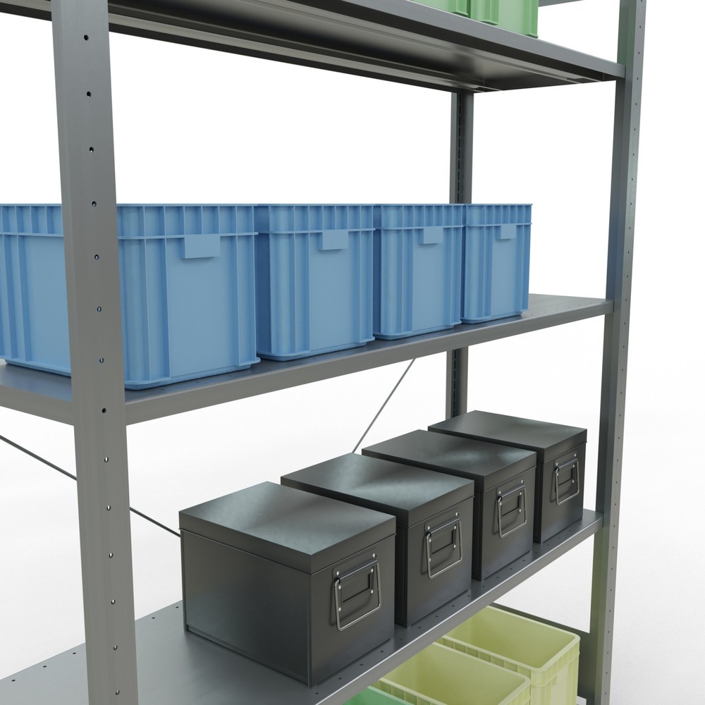 Produktabbildung Nr. 4: SCHULTE Rayonnage à tablettes galvanisé avec 5 tablettes en tôle d’acier, charge par tablette 150 kg, HxlxP 2 000 x 1 360 x 436 mm