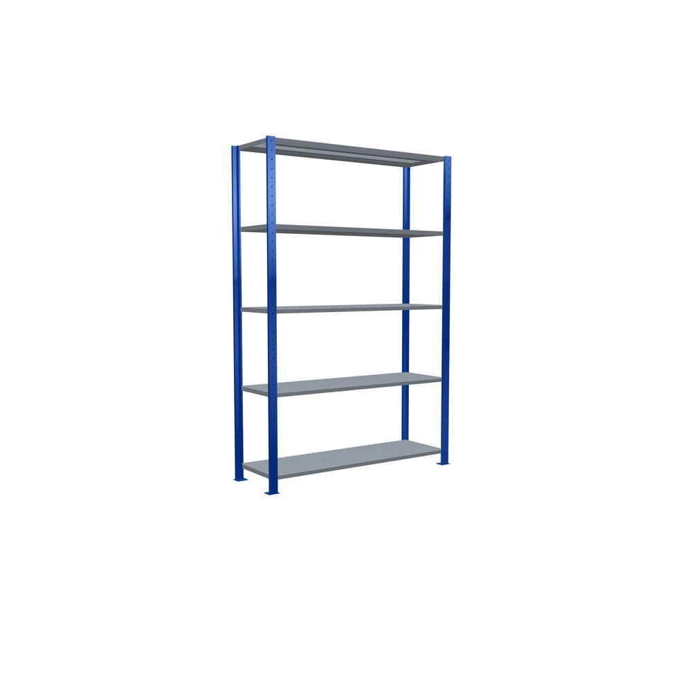 Produktabbildung Nr. 2: SCHULTE Rayonnage à tablettes, bleu gentiane / galvanisé, avec 5 tablettes en tôle d’acier, charge par tablette 150 kg, HxlxP 2 000 x 1 360 x 436 mm