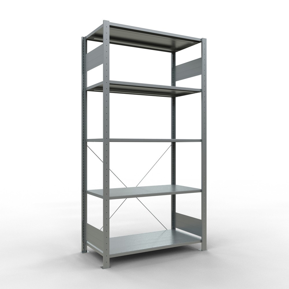 Illustration du produit: SCHULTE Rayonnage à tablettes galvanisé avec 5 tablettes en tôle d’acier, charge par tablette 150 kg, HxlxP 2 000 x 1 060 x 536 mm