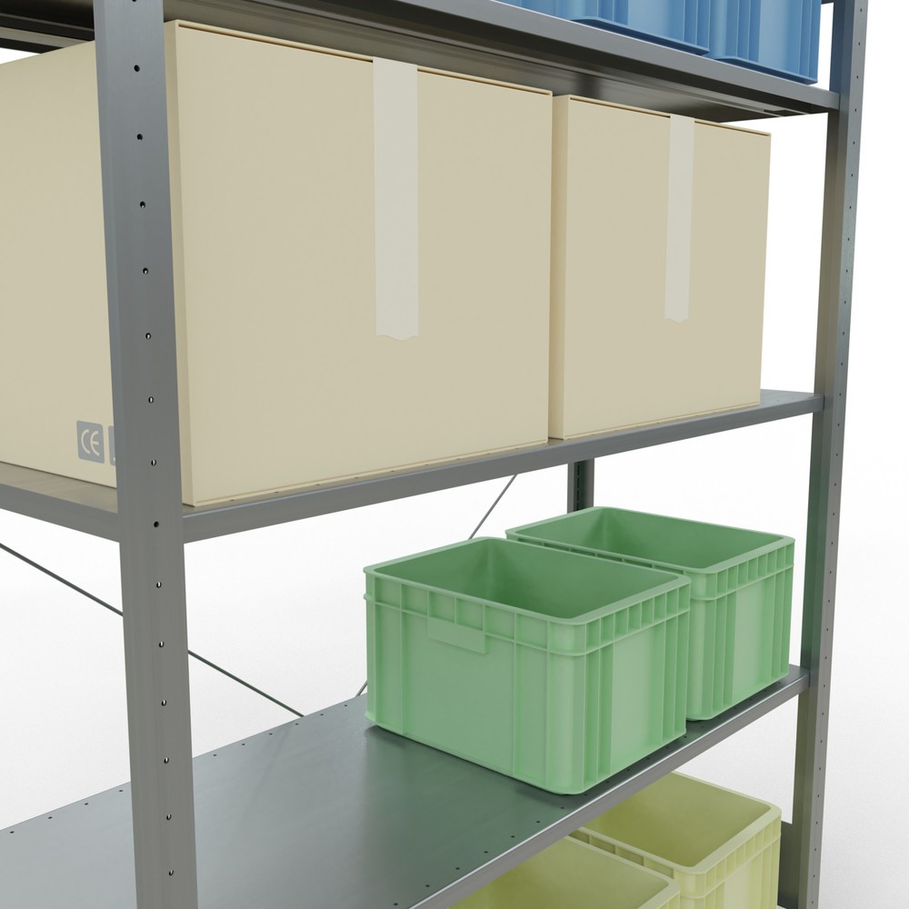 Produktabbildung Nr. 4: SCHULTE Rayonnage à tablettes galvanisé avec 5 tablettes en tôle d’acier, charge par tablette 150 kg, HxlxP 2 000 x 1 360 x 536 mm