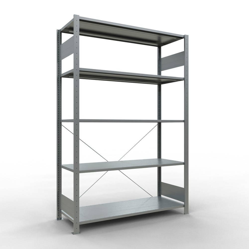 Illustration du produit: SCHULTE Rayonnage à tablettes galvanisé avec 5 tablettes en tôle d’acier, charge par tablette 150 kg, HxlxP 2 000 x 1 360 x 536 mm