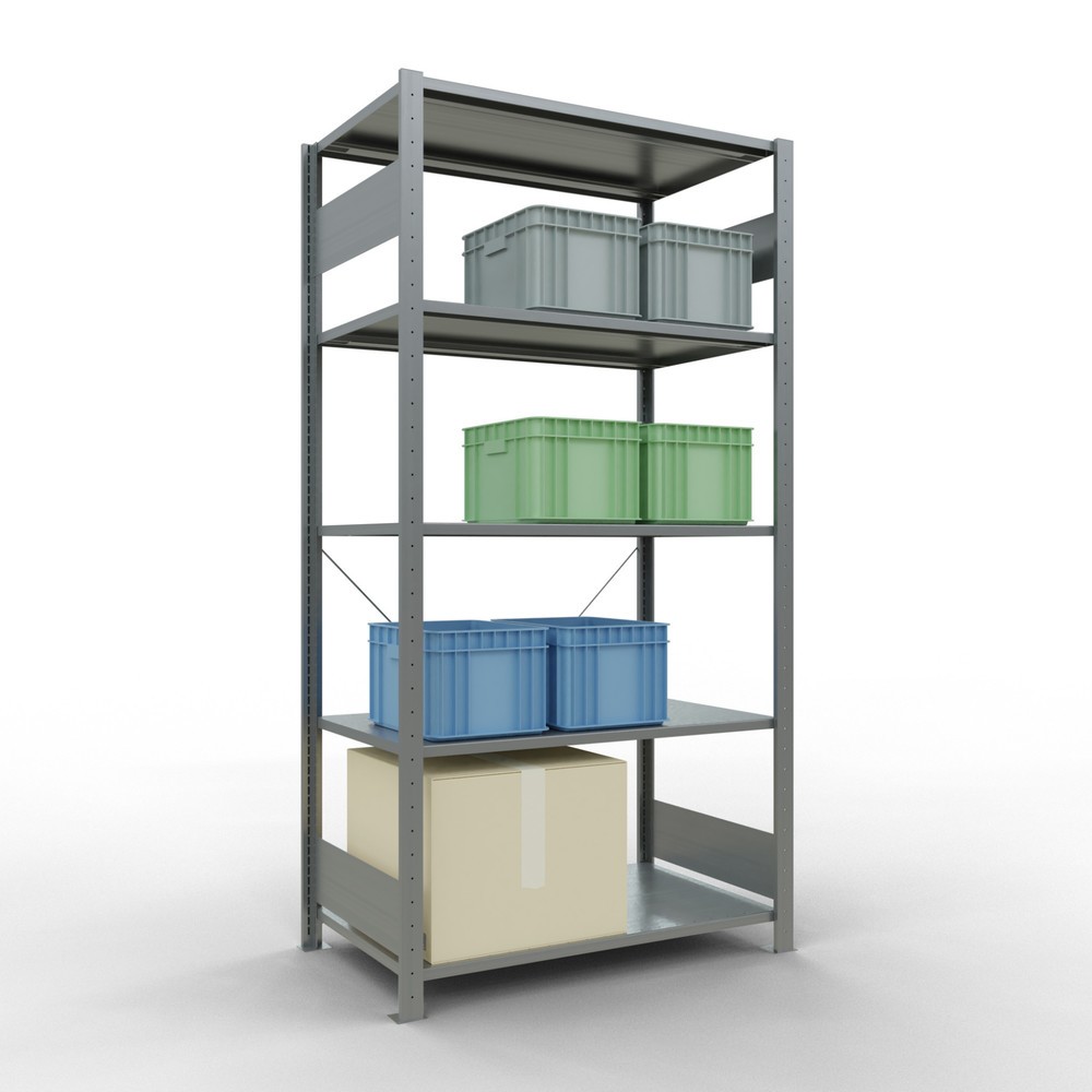 Produktabbildung Nr. 3: SCHULTE Rayonnage à tablettes galvanisé avec 5 tablettes en tôle d’acier, charge par tablette 150 kg, HxlxP 2 000 x 1 060 x 636 mm