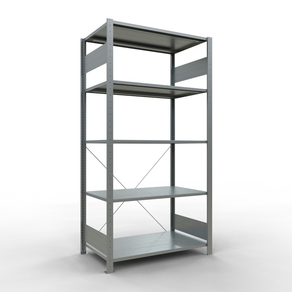 Produktabbildung Nr. 1: SCHULTE Rayonnage à tablettes galvanisé avec 5 tablettes en tôle d’acier, charge par tablette 150 kg, HxlxP 2 000 x 1 060 x 636 mm