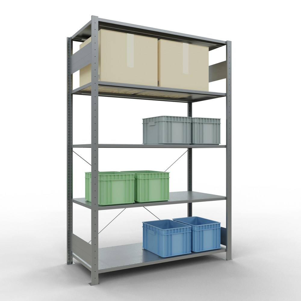 Produktabbildung Nr. 3: SCHULTE Rayonnage à tablettes galvanisé avec 5 tablettes en tôle d’acier, charge par tablette 150 kg, HxlxP 2 000 x 1 360 x 636 mm