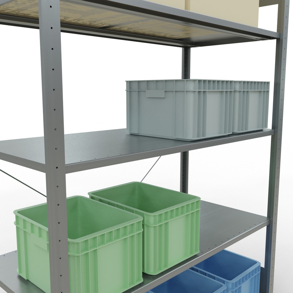 Produktabbildung Nr. 4: SCHULTE Rayonnage à tablettes galvanisé avec 5 tablettes en tôle d’acier, charge par tablette 150 kg, HxlxP 2 000 x 1 360 x 636 mm