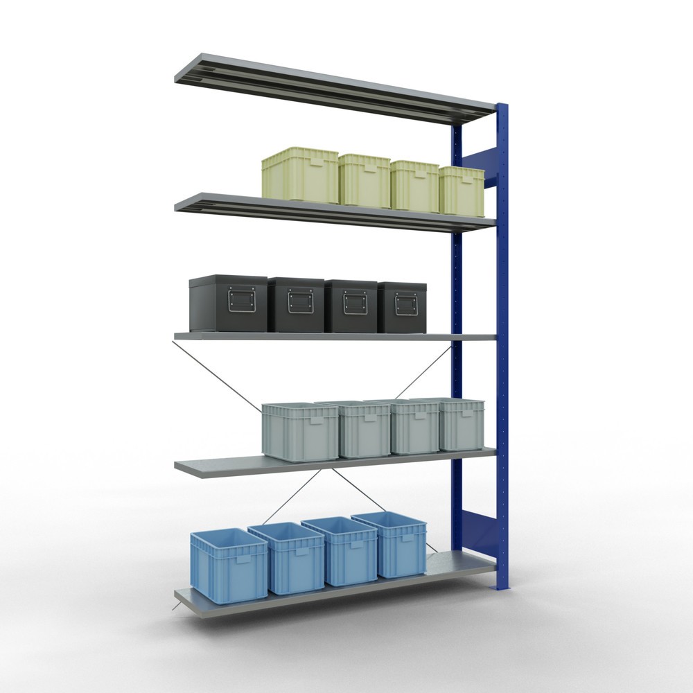 Produktabbildung Nr. 3: Rayonnage à tablettes SCHULTE, système enfichable, travée auxiliaire, CT 150 kg, bleu gentiane/galvanisé, H x l x P 2 000 x 1 300 x 300 mm