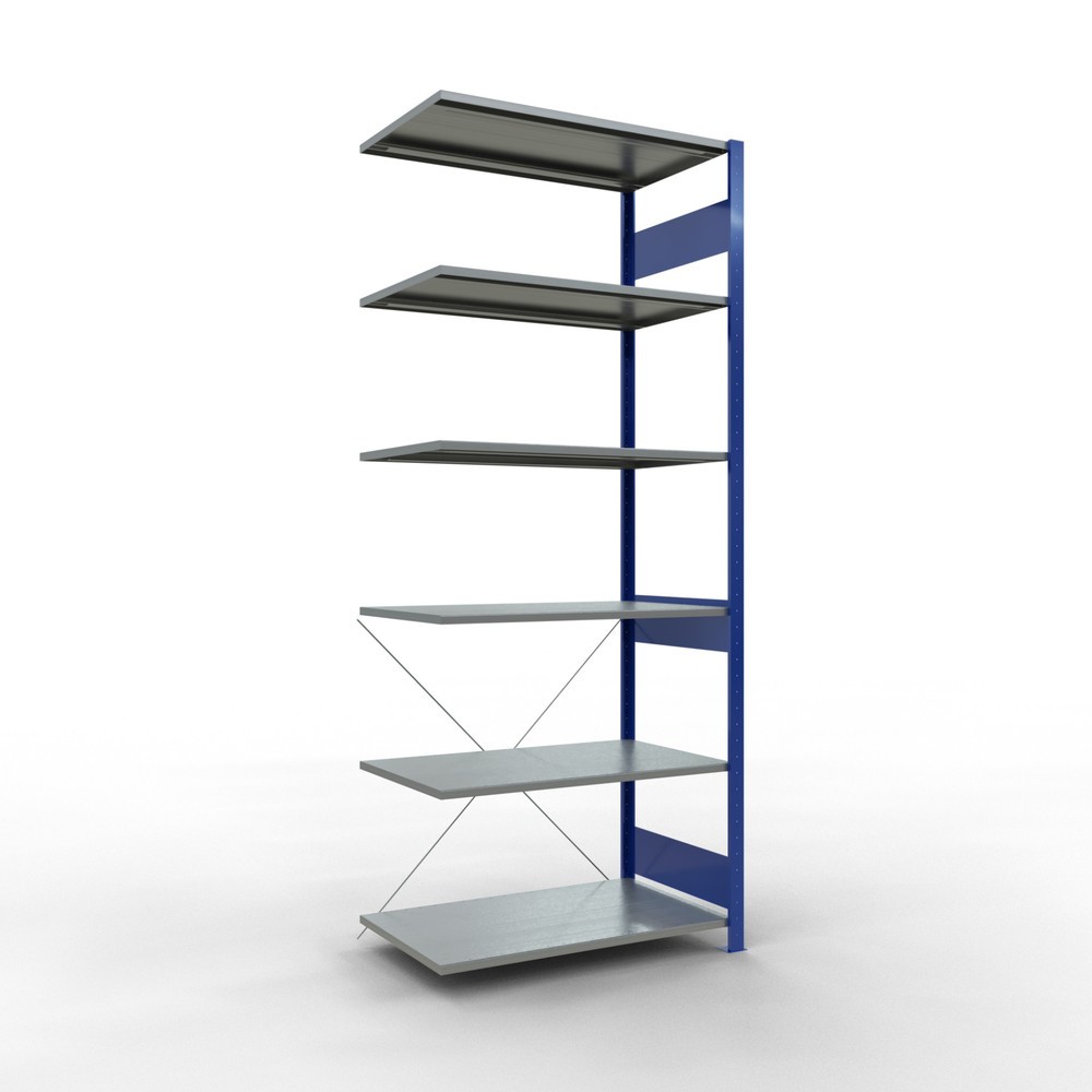 Produktabbildung Nr. 1: Rayonnage à tablettes SCHULTE, système enfichable, travée auxiliaire, CT 150 kg, bleu gentiane/galvanisé, H x l x P 2 500 x 1 000 x 600 mm