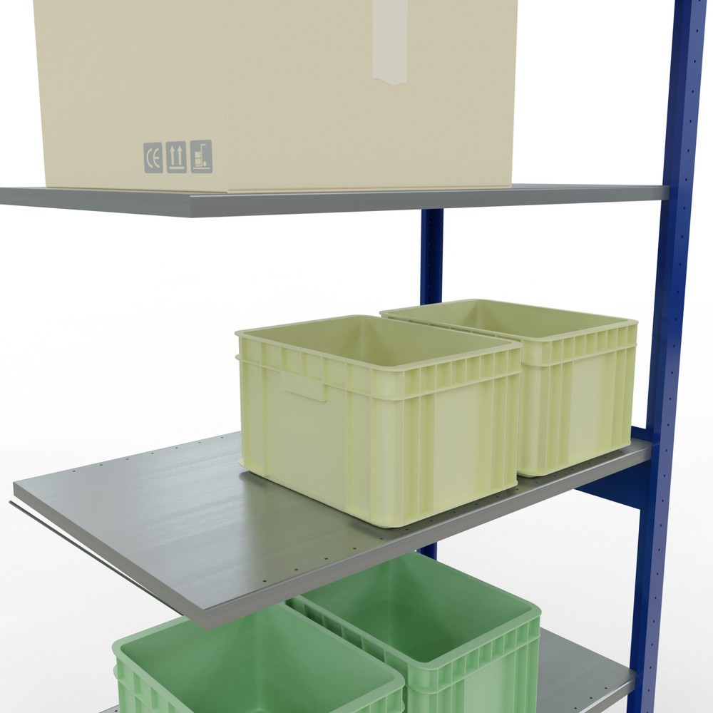 Produktabbildung Nr. 3: Rayonnage à tablettes SCHULTE, système enfichable, travée auxiliaire, CT 150 kg, bleu gentiane/galvanisé, H x l x P 2 500 x 1 000 x 600 mm