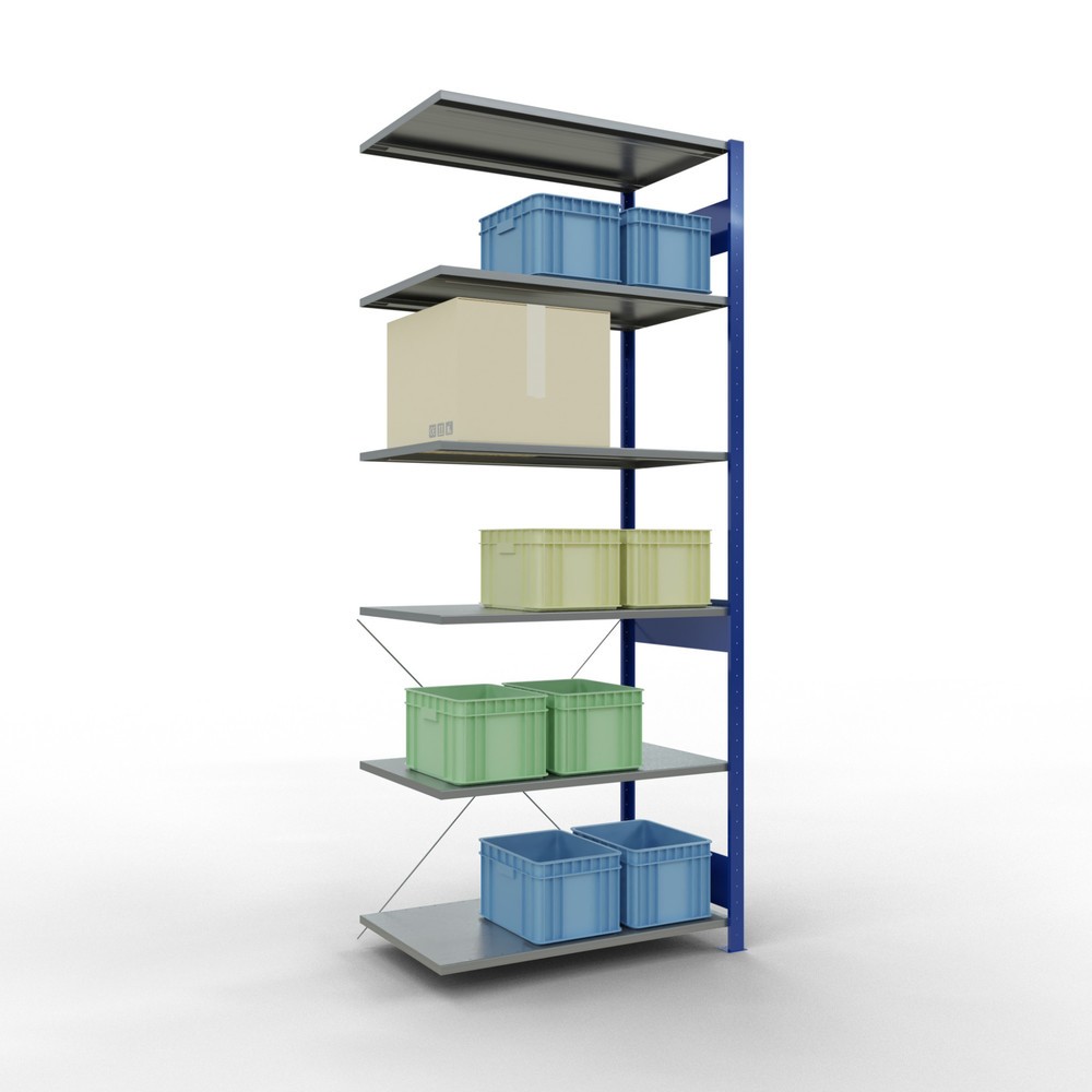 Produktabbildung Nr. 4: Rayonnage à tablettes SCHULTE, système enfichable, travée auxiliaire, CT 150 kg, bleu gentiane/galvanisé, H x l x P 2 500 x 1 000 x 600 mm