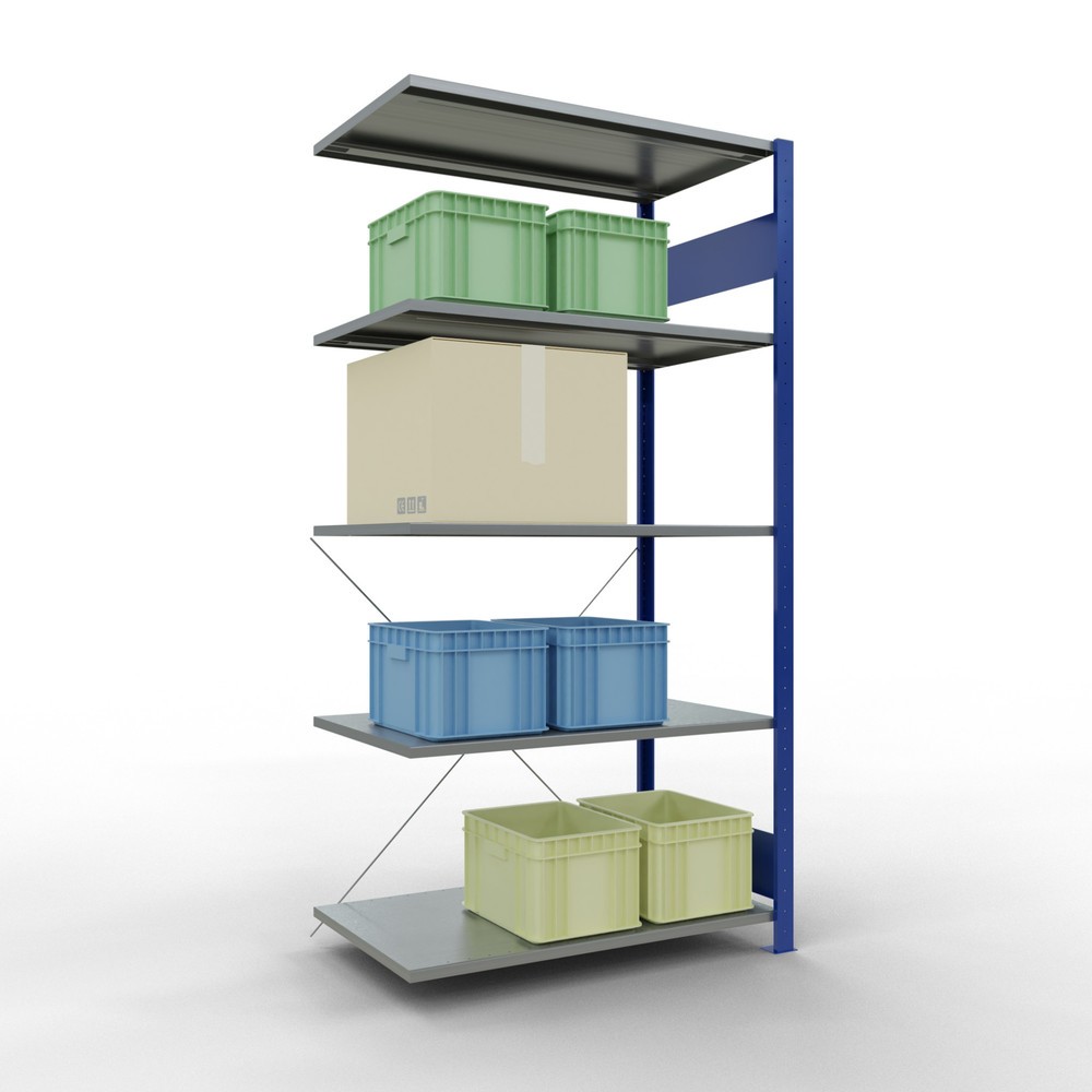 Produktabbildung Nr. 4: Rayonnage à tablettes SCHULTE, système enfichable, travée auxiliaire, CT 150 kg, bleu gentiane/galvanisé, H x l x P 2 000 x 1 000 x 600 mm
