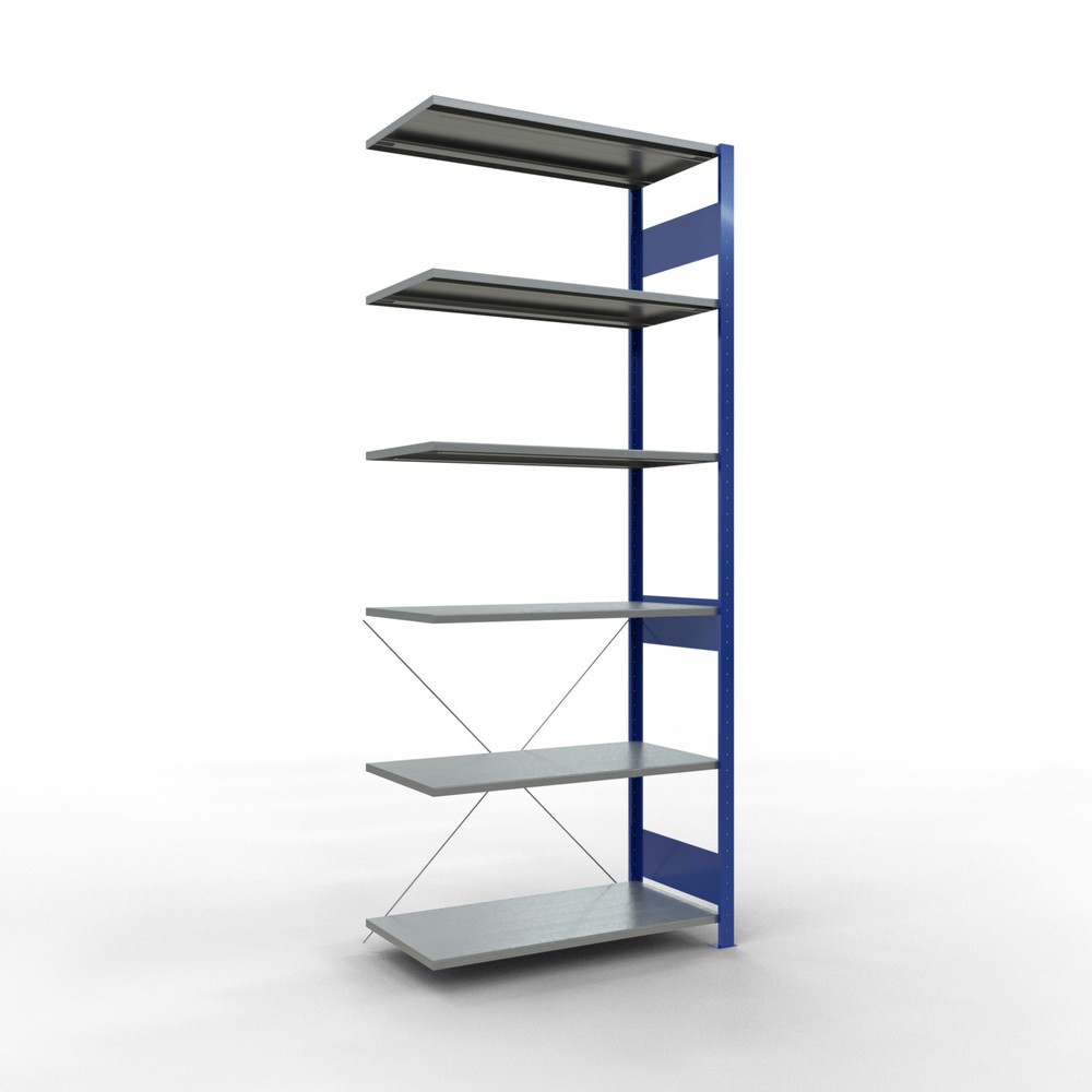 Illustration du produit: Rayonnage à tablettes SCHULTE, système enfichable, travée auxiliaire, CT 150 kg, bleu gentiane/galvanisé, H x l x P 2 500 x 1 000 x 500 mm