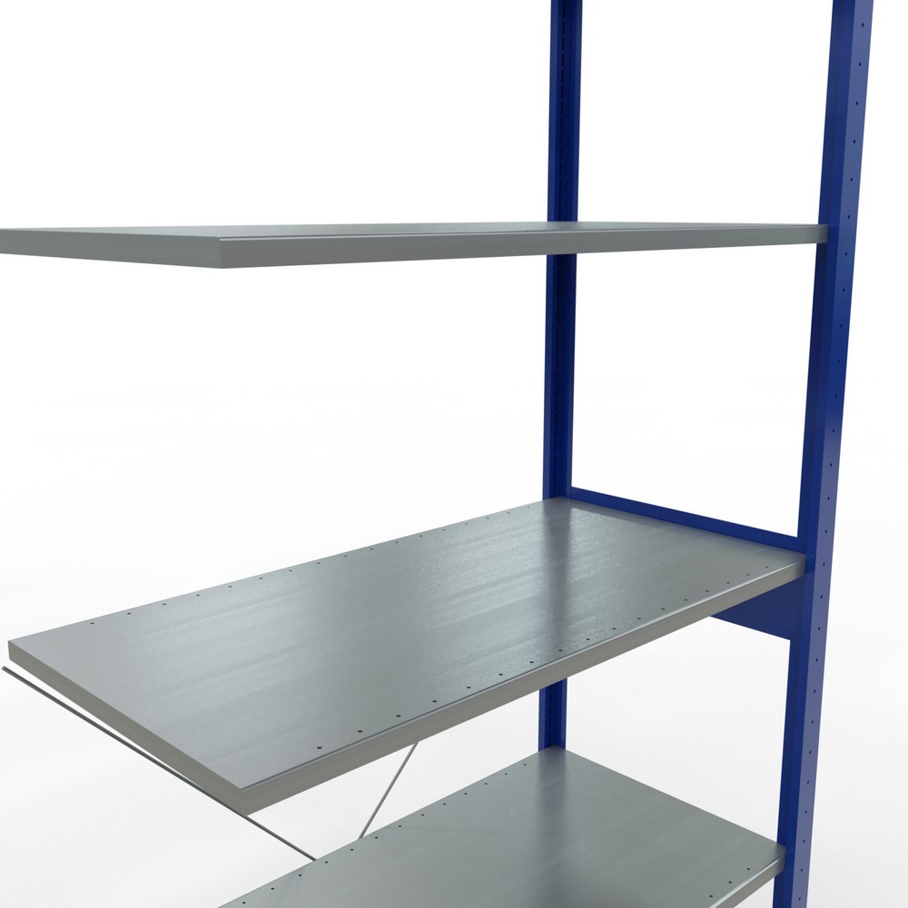 Produktabbildung Nr. 2: Rayonnage à tablettes SCHULTE, système enfichable, travée auxiliaire, CT 150 kg, bleu gentiane/galvanisé, H x l x P 2 500 x 1 000 x 500 mm