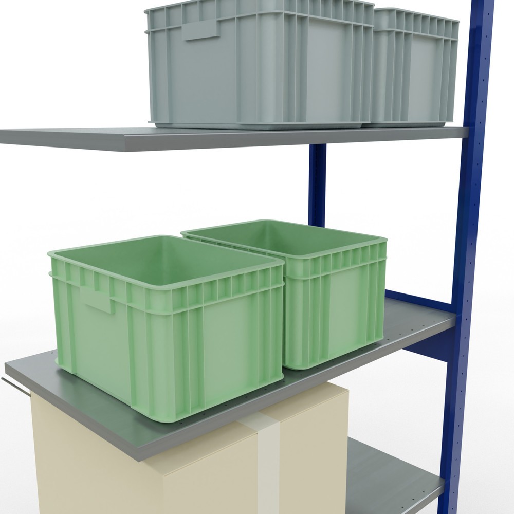 Produktabbildung Nr. 3: Rayonnage à tablettes SCHULTE, système enfichable, travée auxiliaire, CT 150 kg, bleu gentiane/galvanisé, H x l x P 2 500 x 1 000 x 500 mm