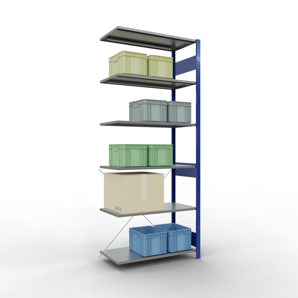 Produktabbildung Nr. 4: Rayonnage à tablettes SCHULTE, système enfichable, travée auxiliaire, CT 150 kg, bleu gentiane/galvanisé, H x l x P 2 500 x 1 000 x 500 mm