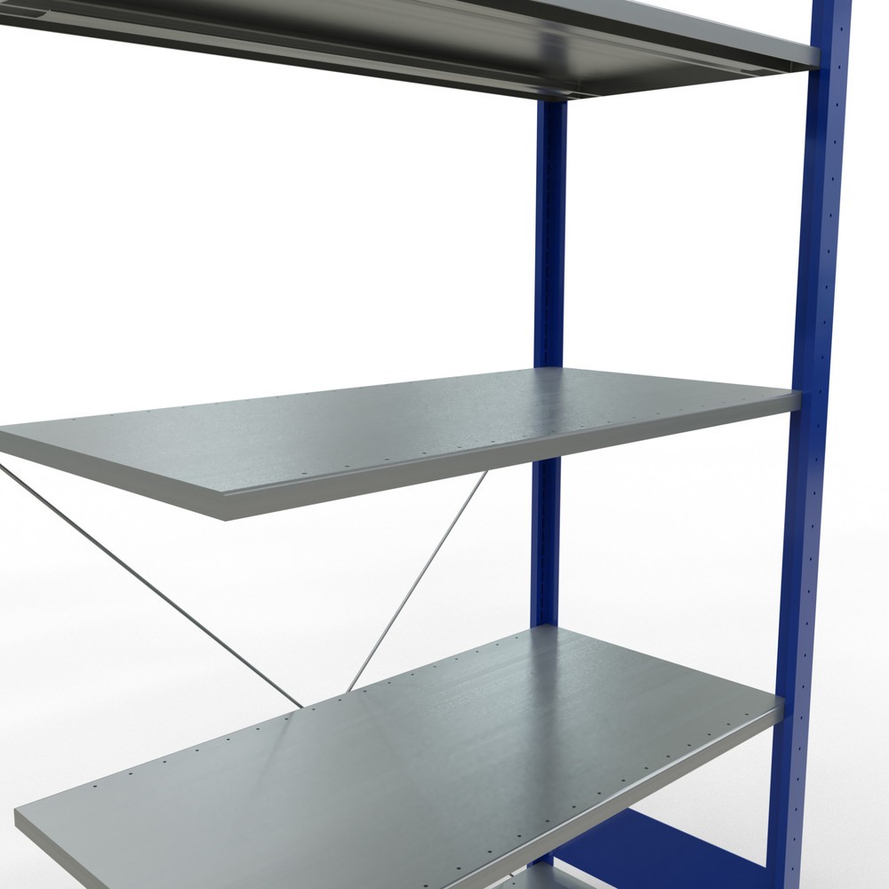 Produktabbildung Nr. 2: Rayonnage à tablettes SCHULTE, système enfichable, travée auxiliaire, CT 150 kg, bleu gentiane/galvanisé, H x l x P 2 000 x 1 000 x 500 mm