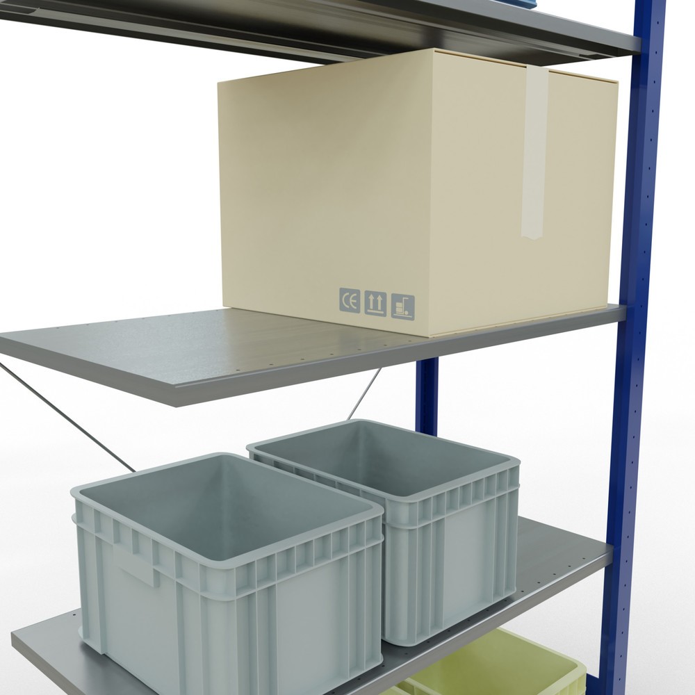 Produktabbildung Nr. 3: Rayonnage à tablettes SCHULTE, système enfichable, travée auxiliaire, CT 150 kg, bleu gentiane/galvanisé, H x l x P 2 000 x 1 000 x 500 mm