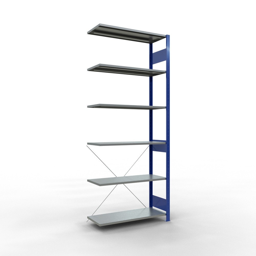 Illustration du produit: Rayonnage à tablettes SCHULTE, système enfichable, travée auxiliaire, CT 150 kg, bleu gentiane/galvanisé, H x l x P 2 500 x 1 000 x 400 mm