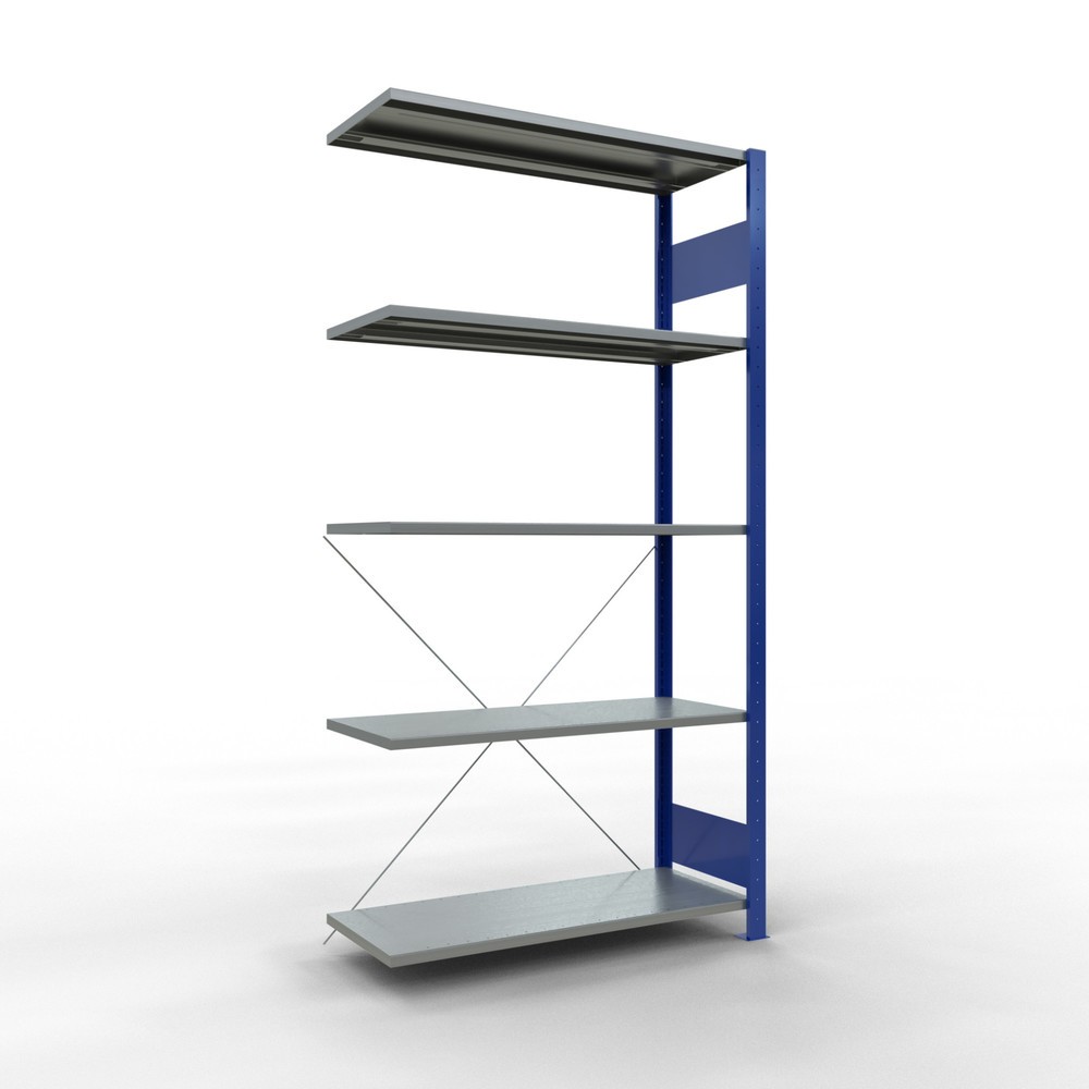 Illustration du produit: Rayonnage à tablettes SCHULTE, système enfichable, travée auxiliaire, CT 150 kg, bleu gentiane/galvanisé, H x l x P 2 000 x 1 000 x 400 mm