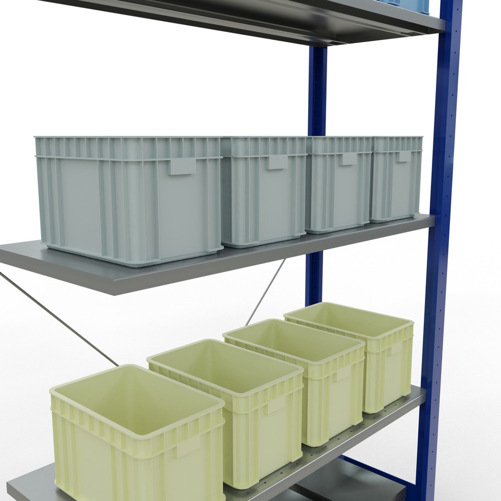 Produktabbildung Nr. 3: Rayonnage à tablettes SCHULTE, système enfichable, travée auxiliaire, CT 150 kg, bleu gentiane/galvanisé, H x l x P 2 000 x 1 000 x 400 mm