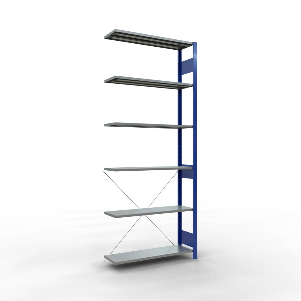 Illustration du produit: Rayonnage à tablettes SCHULTE, système enfichable, travée auxiliaire, CT 150 kg, bleu gentiane/galvanisé, H x l x P 2 500 x 1 000 x 300 mm
