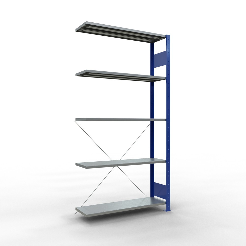 Illustration du produit: Rayonnage à tablettes SCHULTE, système enfichable, travée auxiliaire, CT 150 kg, bleu gentiane/galvanisé, H x l x P 2 000 x 1 000 x 300 mm