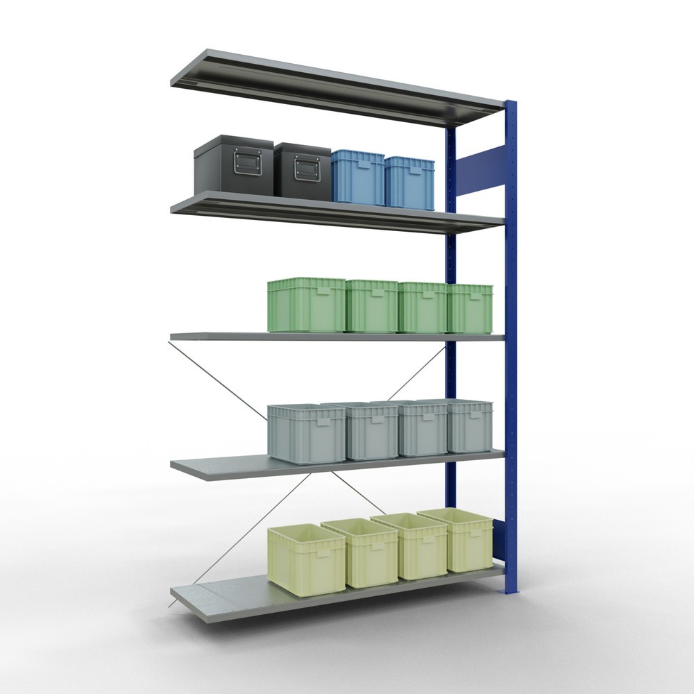 Produktabbildung Nr. 3: Rayonnage à tablettes SCHULTE, système enfichable, travée auxiliaire, CT 150 kg, bleu gentiane/galvanisé, H x l x P 2 000 x 1 300 x 400 mm