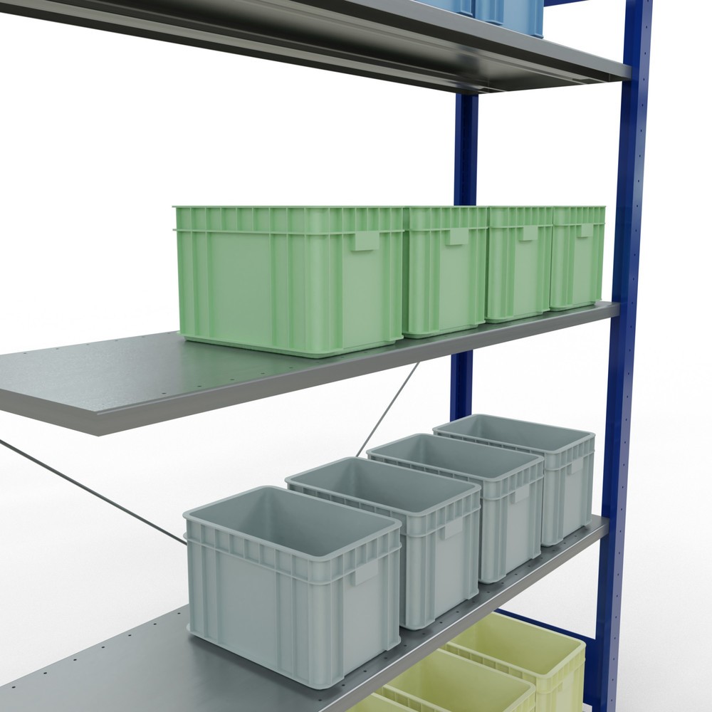 Produktabbildung Nr. 4: Rayonnage à tablettes SCHULTE, système enfichable, travée auxiliaire, CT 150 kg, bleu gentiane/galvanisé, H x l x P 2 000 x 1 300 x 400 mm