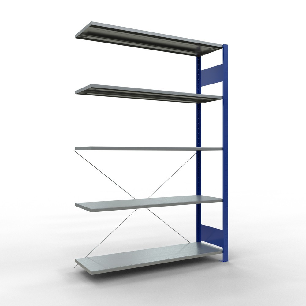 Produktabbildung Nr. 1: Rayonnage à tablettes SCHULTE, système enfichable, travée auxiliaire, CT 150 kg, bleu gentiane/galvanisé, H x l x P 2 000 x 1 300 x 400 mm
