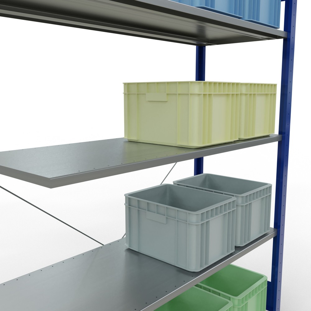 Produktabbildung Nr. 4: Rayonnage à tablettes SCHULTE, système enfichable, travée auxiliaire, CT 150 kg, bleu gentiane/galvanisé, H x l x P 2 000 x 1 300 x 500 mm