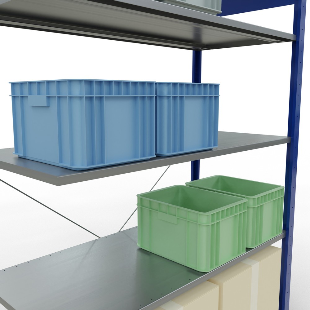 Produktabbildung Nr. 4: Rayonnage à tablettes SCHULTE, système enfichable, travée auxiliaire, CT 150 kg, bleu gentiane/galvanisé, H x l x P 2 000 x 1 300 x 600 mm
