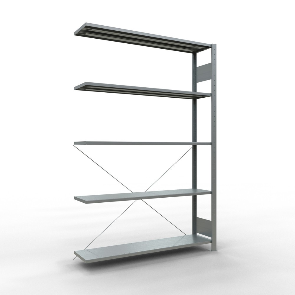 Illustration du produit: Rayonnage à tablettes SCHULTE, système enfichable, travée auxiliaire, CT 150 kg, galvanisé, H x l x P 2 000 x 1 300 x 300 mm