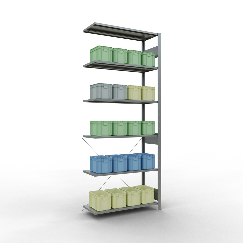 Produktabbildung Nr. 3: Rayonnage à tablettes SCHULTE, système enfichable, travée auxiliaire, CT 150 kg, galvanisé, H x l x P 2 500 x 1 000 x 400 mm
