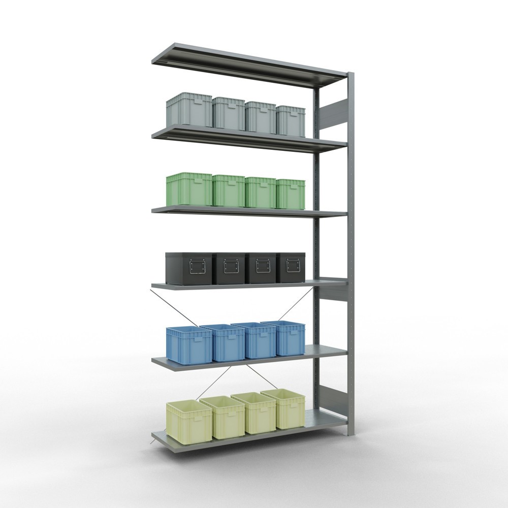 Produktabbildung Nr. 3: Rayonnage à tablettes SCHULTE, système enfichable, travée auxiliaire, CT 150 kg, galvanisé, H x l x P 2 500 x 1 300 x 400 mm