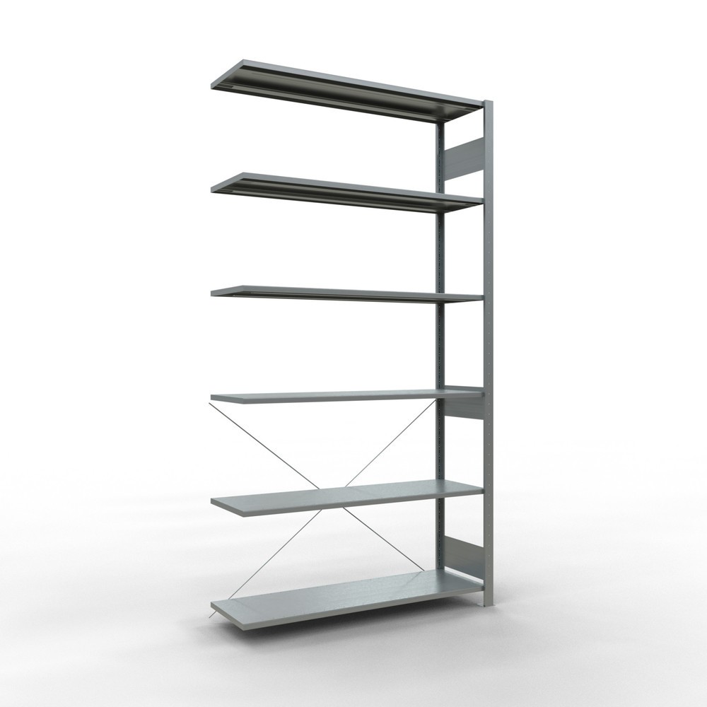 Illustration du produit: Rayonnage à tablettes SCHULTE, système enfichable, travée auxiliaire, CT 150 kg, galvanisé, H x l x P 2 500 x 1 300 x 400 mm