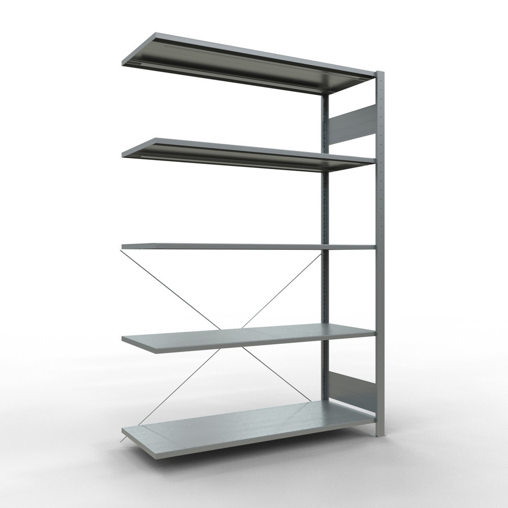 Produktabbildung Nr. 1: Rayonnage à tablettes SCHULTE, système enfichable, travée auxiliaire, CT 150 kg, galvanisé, H x l x P 2 000 x 1 300 x 500 mm
