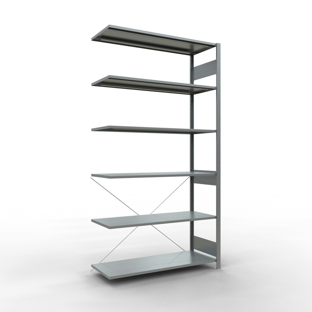 Illustration du produit: Rayonnage à tablettes SCHULTE, système enfichable, travée auxiliaire, CT 150 kg, galvanisé, H x l x P 2 500 x 1 300 x 500 mm