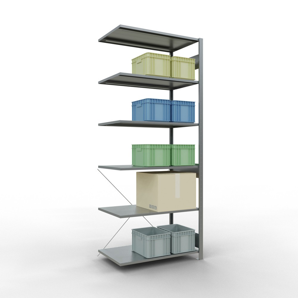 Produktabbildung Nr. 3: Rayonnage à tablettes SCHULTE, système enfichable, travée auxiliaire, CT 150 kg, galvanisé, H x l x P 2 500 x 1 000 x 600 mm