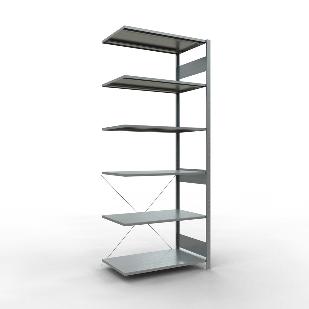Illustration du produit: Rayonnage à tablettes SCHULTE, système enfichable, travée auxiliaire, CT 150 kg, galvanisé, H x l x P 2 500 x 1 000 x 600 mm