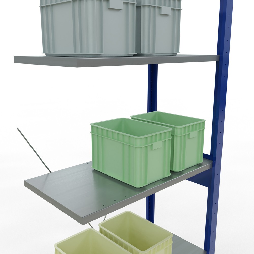 Produktabbildung Nr. 4: Rayonnage à tablettes SCHULTE, travée auxiliaire, bleu gentiane/galvanisé, CT 150 kg, HxlxP 2 500 x 750 x 400 mm