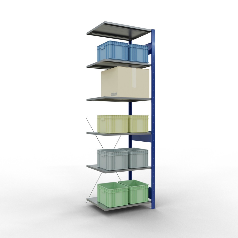 Produktabbildung Nr. 3: Rayonnage à tablettes SCHULTE, travée auxiliaire, bleu gentiane/galvanisé, CT 150 kg, HxlxP 2 500 x 750 x 600 mm