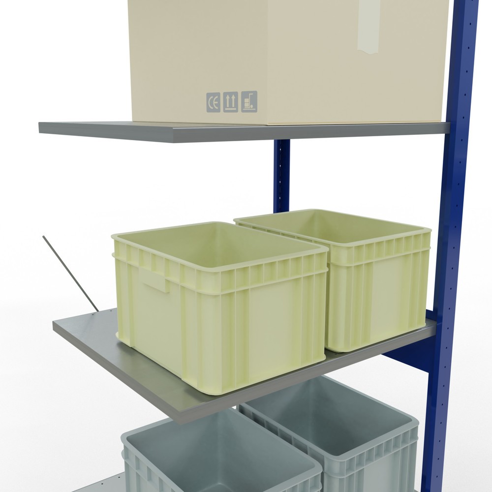 Produktabbildung Nr. 4: Rayonnage à tablettes SCHULTE, travée auxiliaire, bleu gentiane/galvanisé, CT 150 kg, HxlxP 2 500 x 750 x 600 mm