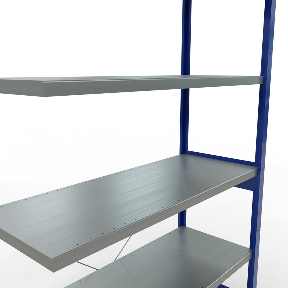 Produktabbildung Nr. 5: Rayonnage à tablettes SCHULTE, travée auxiliaire, bleu gentiane/galvanisé, CT 250 kg, HxlxP 2 500 x 1 300 x 500 mm